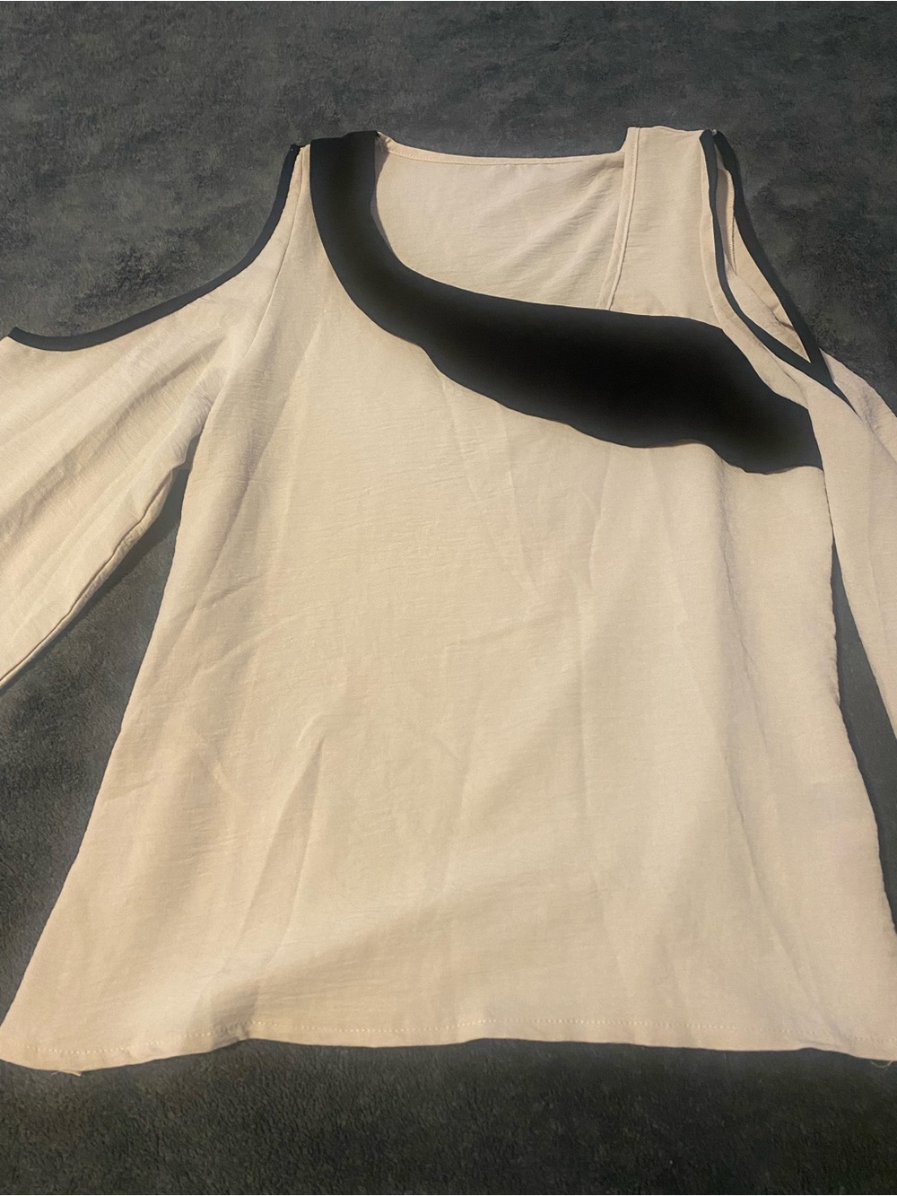 SHEIN Cream Cold-Shoulder Top with Black Trim